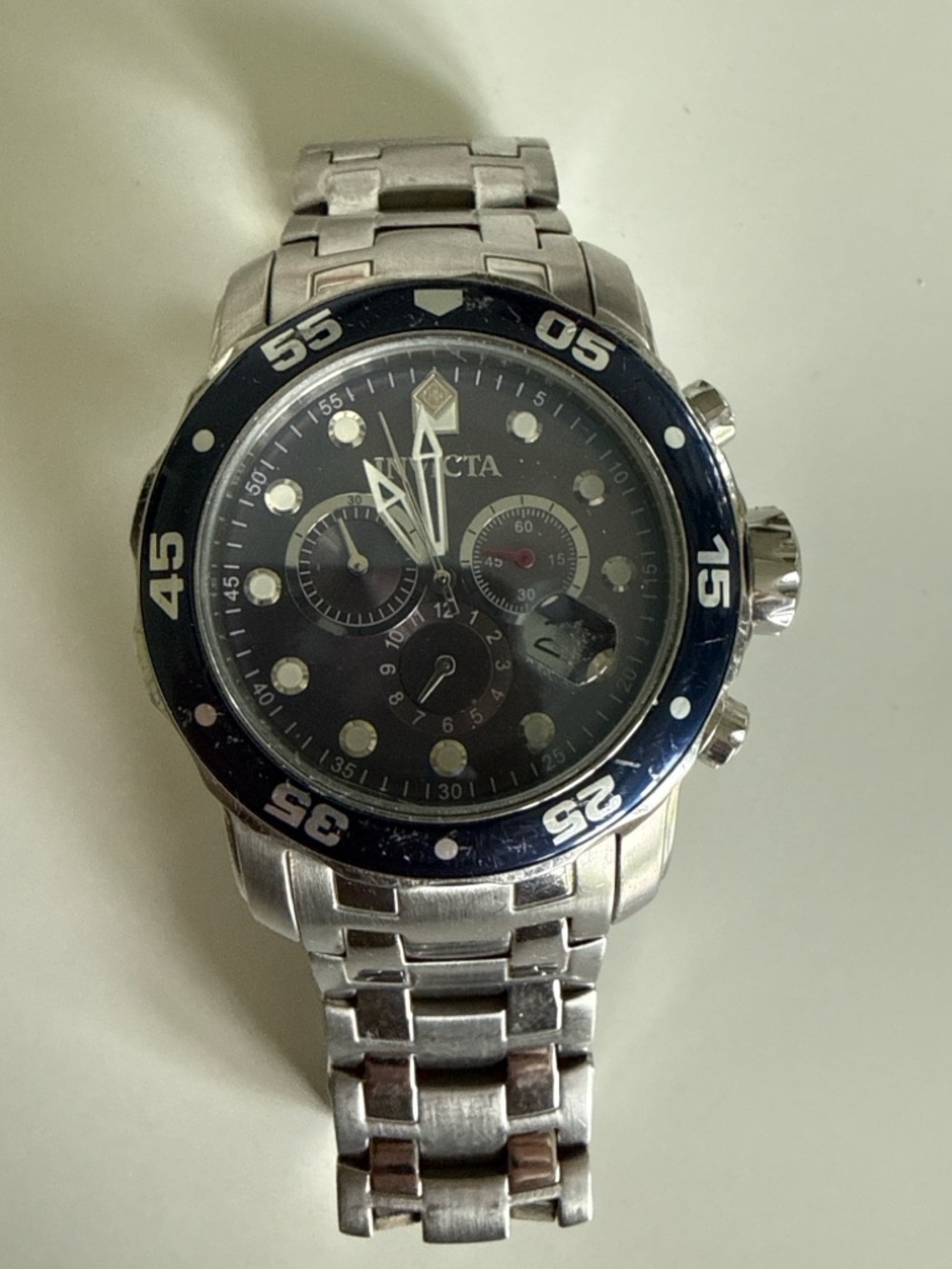 Invicta Pro Diver Chronograph Men’s Watch Stainless Steel Blue Bezel 200M Date